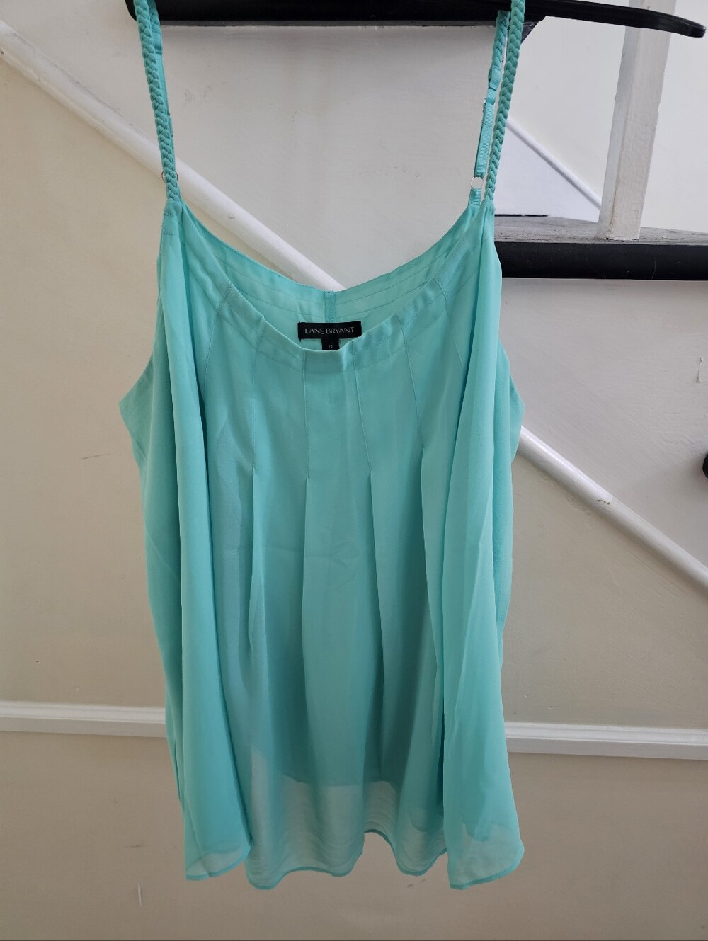 Lane Bryant Aqua Pleated Chiffon Camisole with Braided Straps
